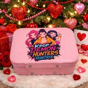 KPOP Demon Hunters Huntrix Pink Mini Storage Case / Makeup Train Case